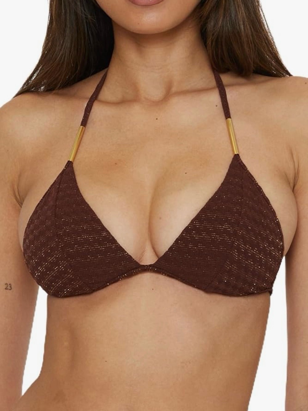 NWT- Trina Turk 'Glimmer' Triangle Bikini Top, Totem/Metallic Gold - Size 8